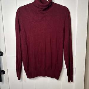 Cielo Burgundy Turtleneck Knit Sweater, Maroon Long Sleeve Top — Size XL